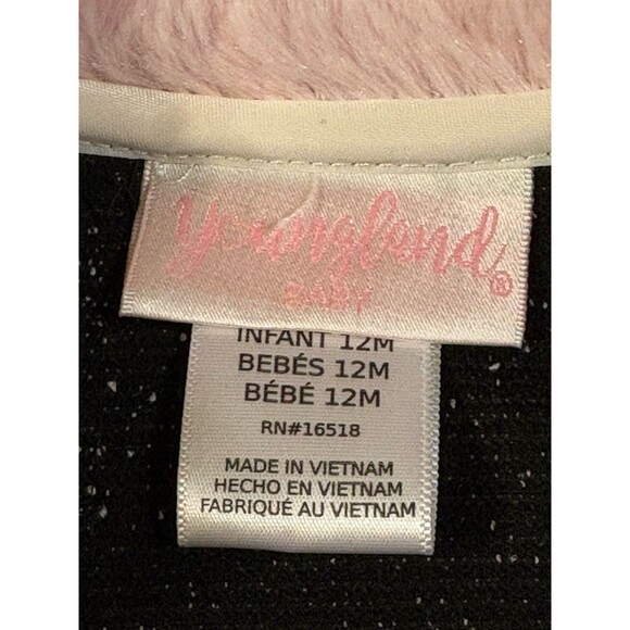 Youngland Baby Girls Metallic Woven Coat Set Faux Fur Matching Plaid Dress 12 Mo - Picture 9 of 11